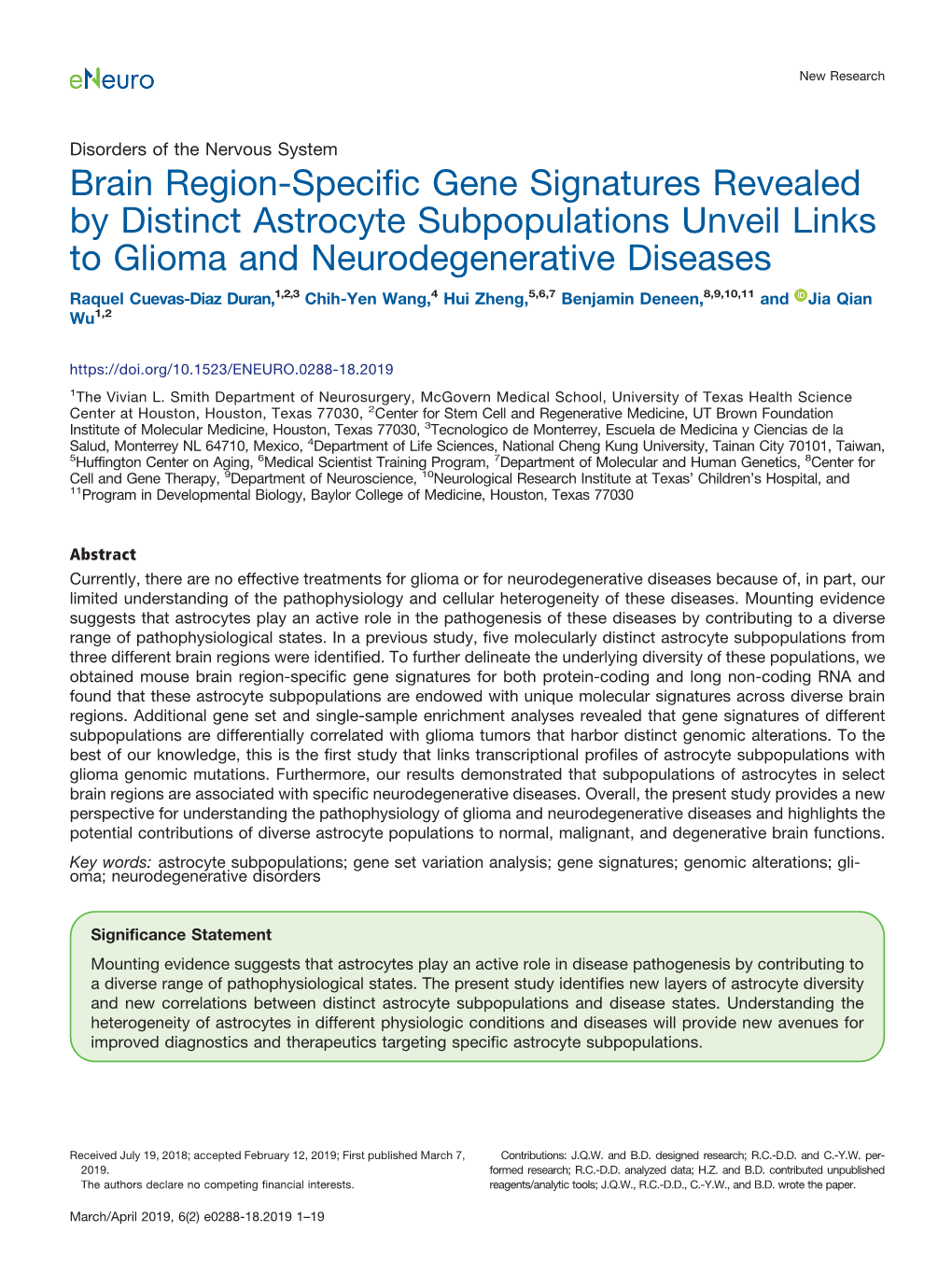 Brain Region-Specific Gene Signatures Revealed by Distinct Astrocyte Subpopulations Unveil Links to Glioma and Neurodegenerative