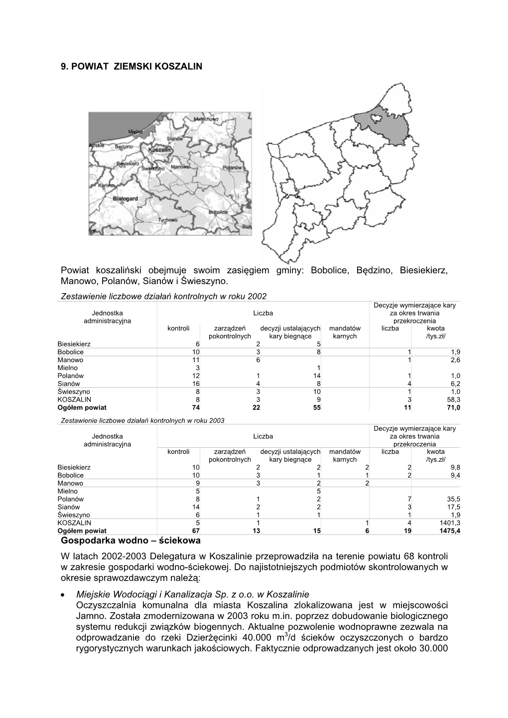 9. POWIAT ZIEMSKI KOSZALIN Powiat Koszaliński Obejmuje Swoim