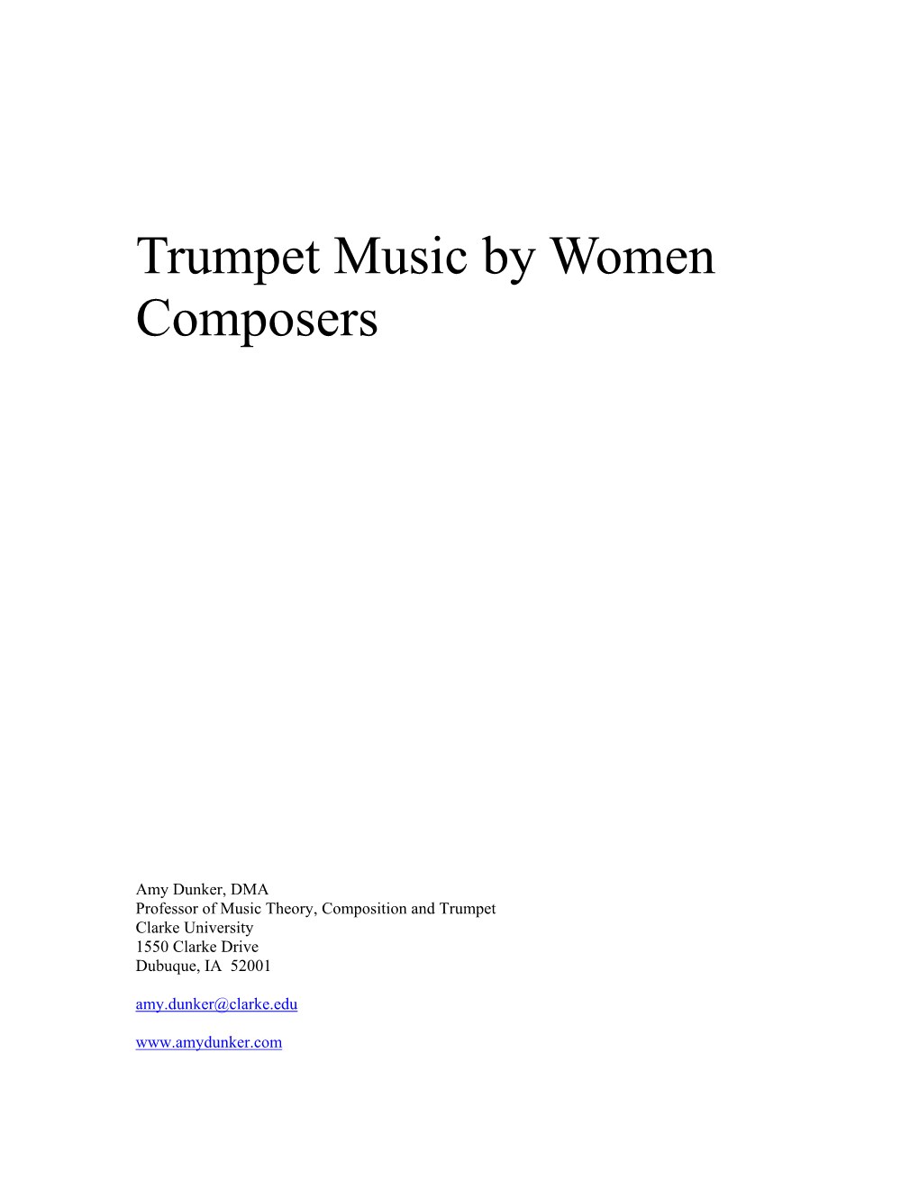 Trumpet Music by Women Composers