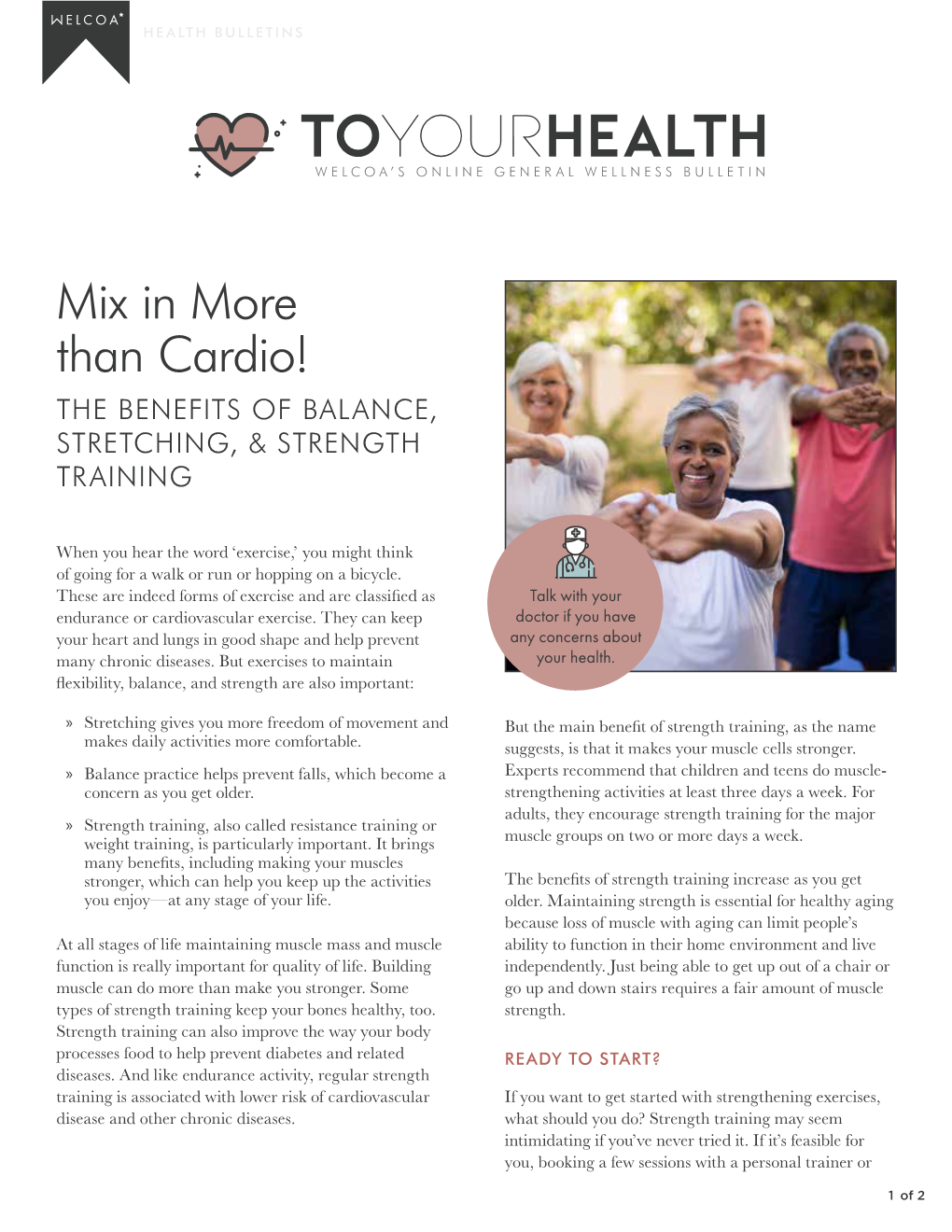 Mix in More Than Cardio! the BENEFITS of BALANCE, STRETCHING, & STRENGTH TRAINING