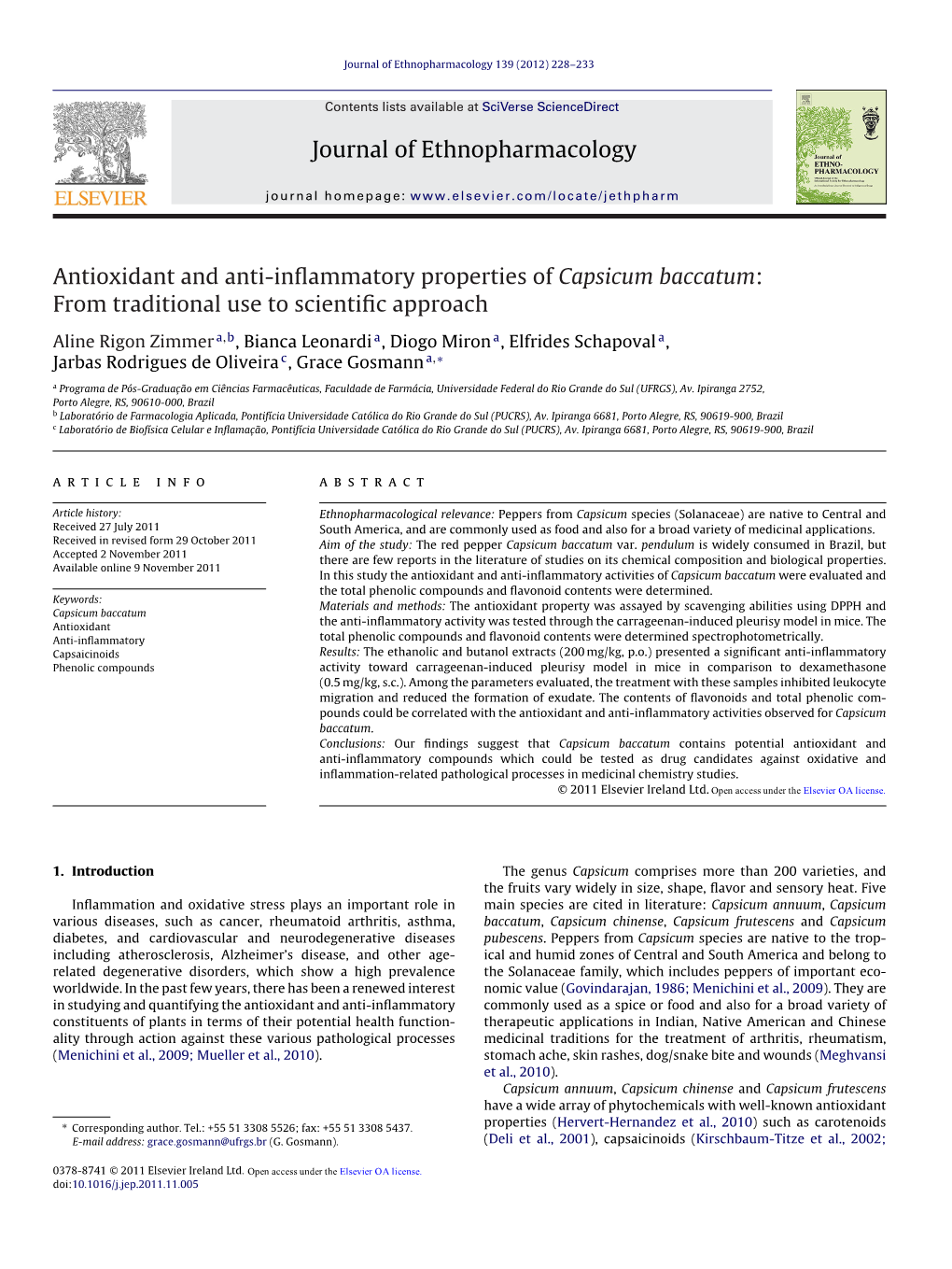 Antioxidant and Anti-Inflammatory Properties of Capsicum