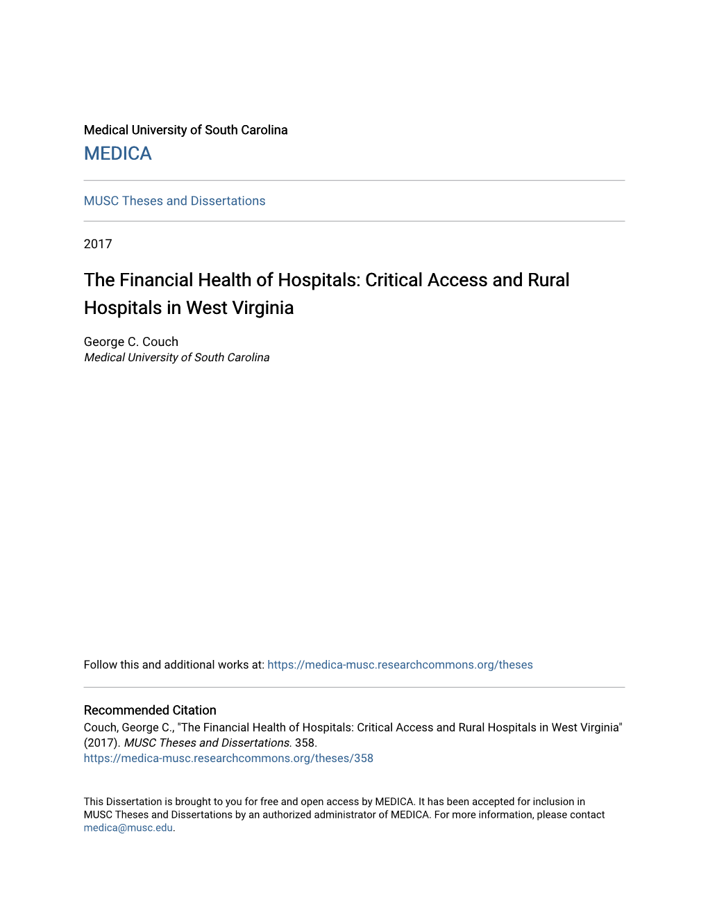 Critical Access and Rural Hospitals in West Virginia