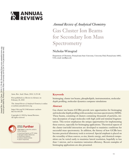 Gas Cluster Ion Beams for Secondary Ion Mass Spectrometry