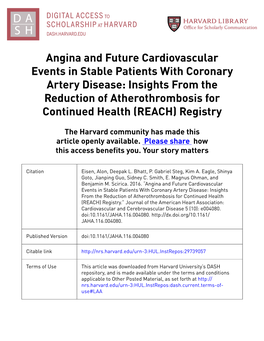 Angina and Future Cardiovascular Events in Stable