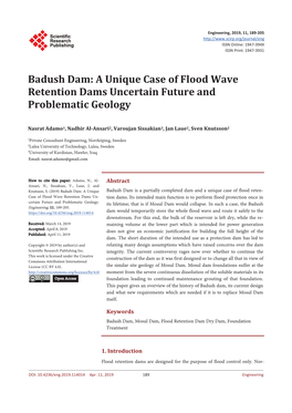 Badush Dam: a Unique Case of Flood Wave Retention Dams Uncertain Future and Problematic Geology
