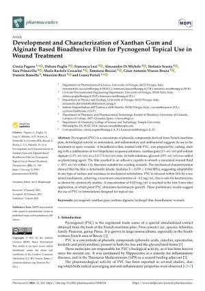 Development and Characterization of Xanthan Gum and Alginate Based Bioadhesive Film for Pycnogenol Topical Use in Wound Treatment