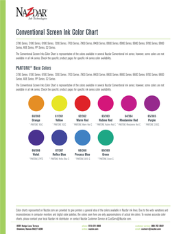 Conventional Screen Ink Color Chart