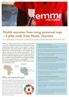 Health Outcomes from Using Menstrual Cups – a Pilot Study from Moshi, Tanzania