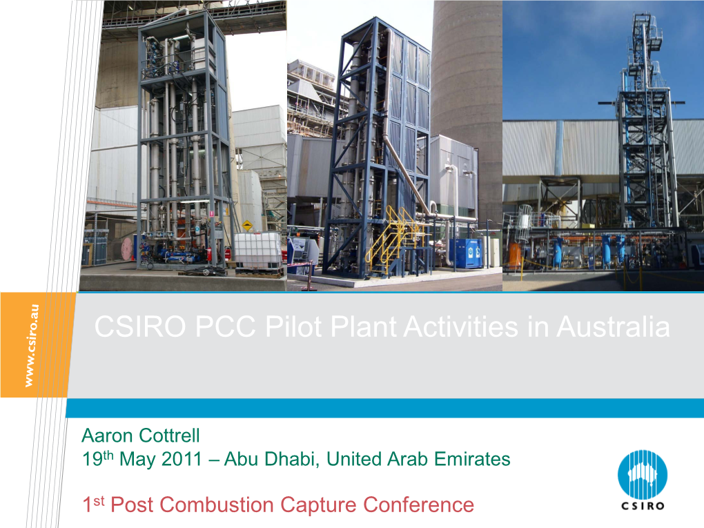 CSIRO PCC Pilot Plant Activities in Australia