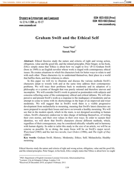 Graham Swift and the Ethical Self