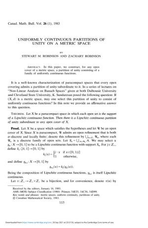 Uniformly Continuous Partitions of Unity on a Metric Space