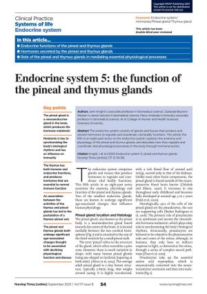 210825 Endocrine System 5 – the Function of the Pineal and Thymus