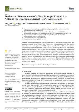 Design and Development of a Near Isotropic Printed Arc Antenna for Direction of Arrival (Doa) Applications