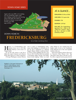 FREDERICKSBURG LAND AREA: 10.5 Square Miles