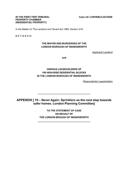 APPENDIX [ 19 – Never Again: Sprinklers As the Next Step Towards Safer Homes. London Planning Committee]