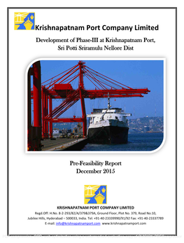 Krishnapatnam Port Company Limited Development of Phase-III at Krishnapatnam Port, Sri Potti Sriramulu Nellore Dist