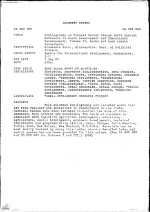 DOCUMENT RESUME SO 000 040 Bibliography on Planned Social