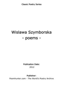 Wislawa Szymborska - Poems