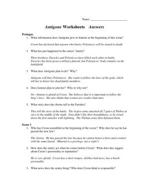 Antigone Worksheets Answers
