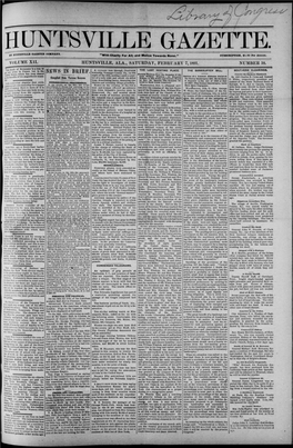 Volume Xii. Huntsville. Ala., Saturday, February 7,1891. Number 10