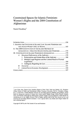 Constrained Spaces for Islamic Feminism: Women's Rights and the 2004 Constitution of Afghanistan