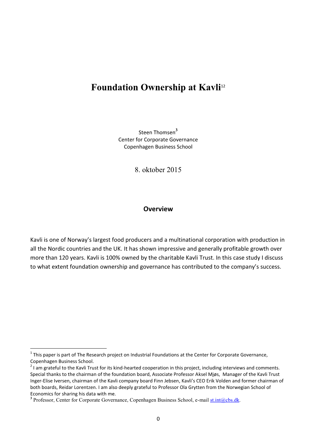 Foundation Ownership at Kavli12