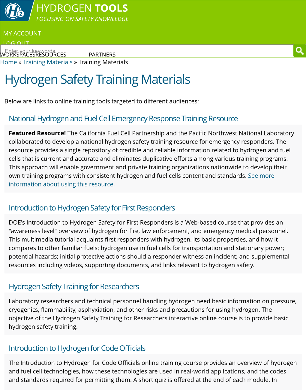 Hydrogen Safety Training Materials