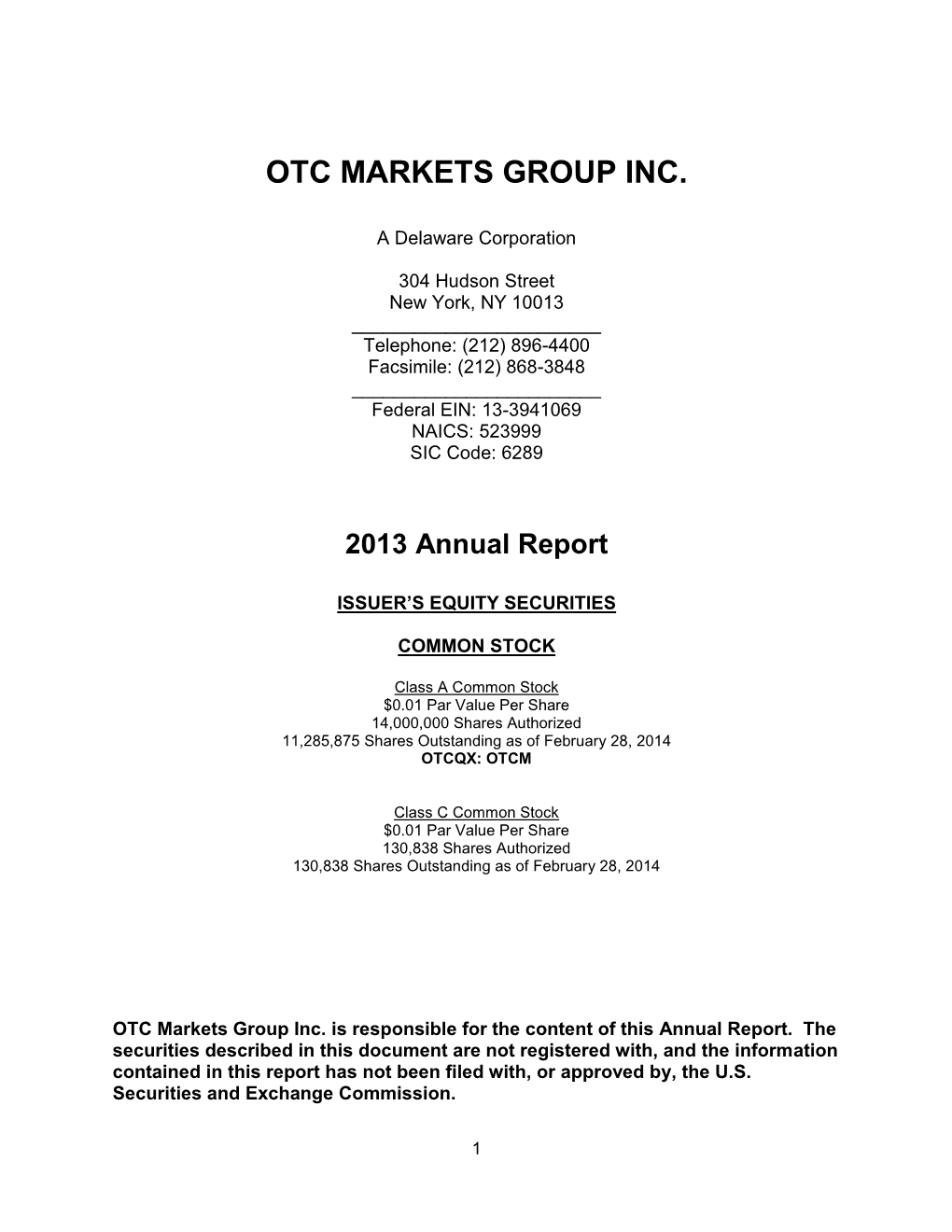 Otc Markets Group Inc