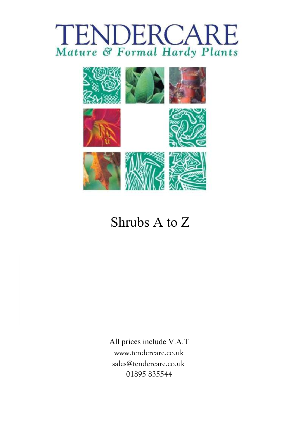 Tendercare Nursery Shrubs a to Z List