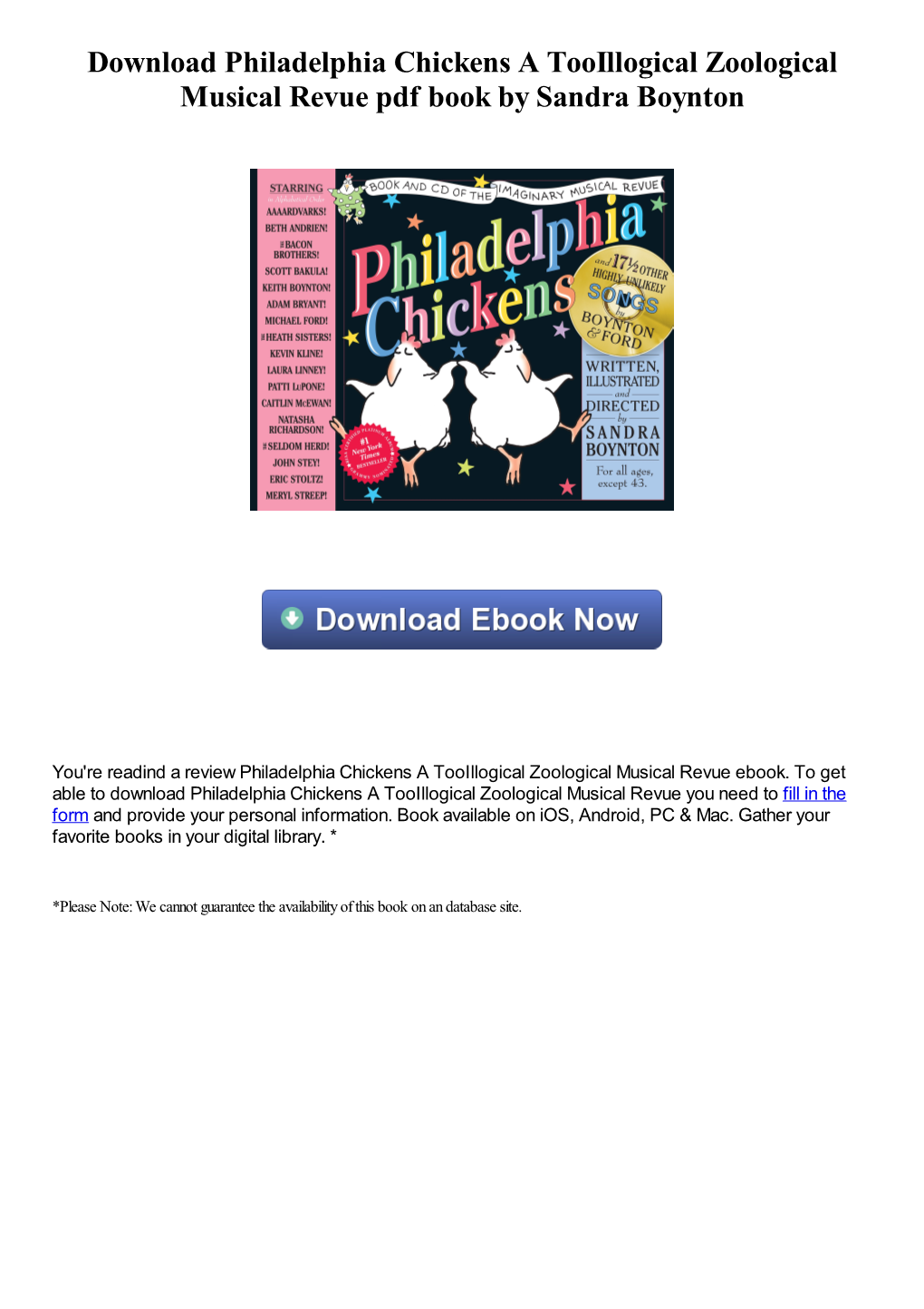 Download Philadelphia Chickens a Tooillogical Zoological Musical Revue Pdf Book by Sandra Boynton