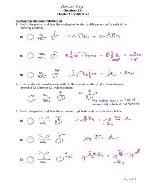 Chemistry 234 Chapter 16 Problem Set Electrophilic Aromatic