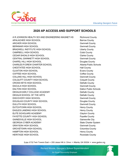 2020 Ap Access and Support Schools