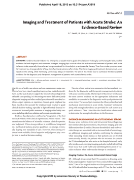 Imaging and Treatment of Patients with Acute Stroke: an Evidence-Based Review