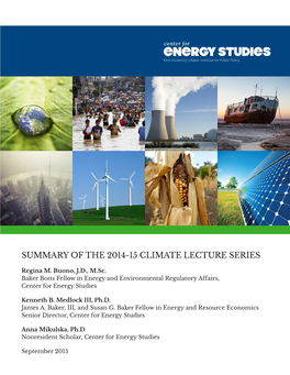 Summary of the 2014-15 Climate Lecture Series