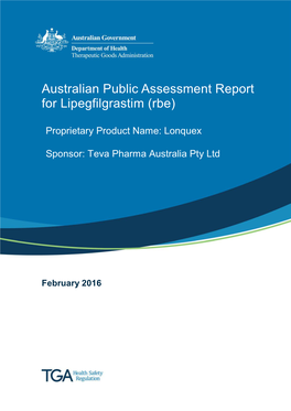 Australian Public Assessment for Lipegfilgrastim (Rbe)