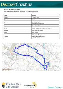 Malkins Bank Circular Walk a Route from Sandbach and Wheelock out to the Countryside