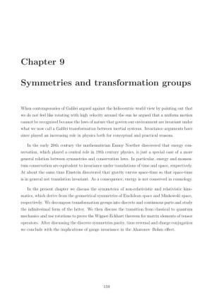 Chapter 9 Symmetries and Transformation Groups
