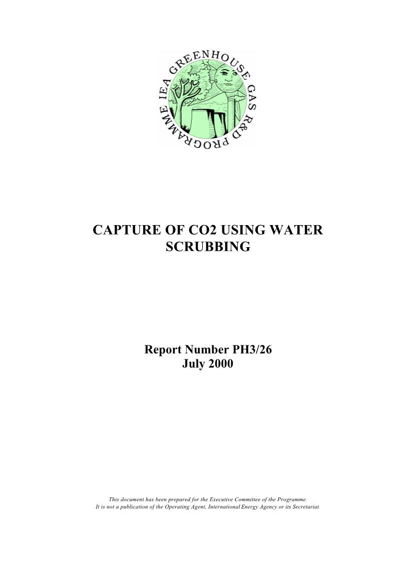 Capture of Co2 Using Water Scrubbing