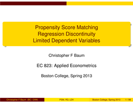 Propensity Score Matching Regression Discontinuity Limited Dependent Variables