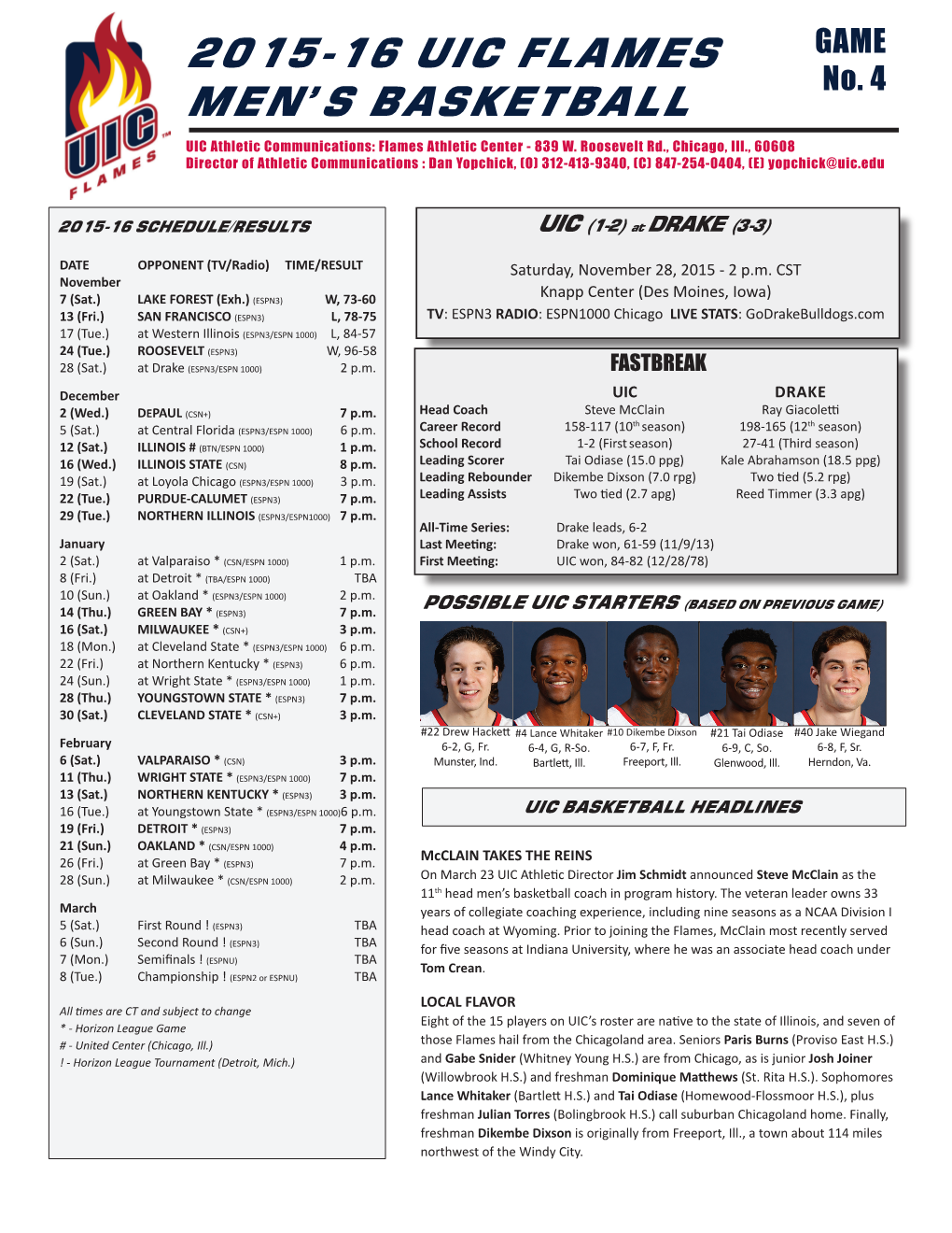 2015-16 Uic Flames Men's Basketball