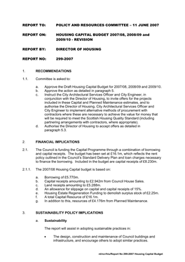 Report To: Policy and Resources Committee – 11 June 2007