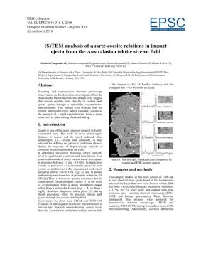 (S)TEM Analysis of Quartz-Coesite Relations in Impact Ejecta from the Australasian Tektite Strewn Field