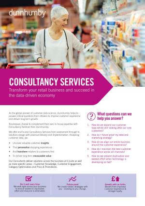 CONSULTANCY SERVICES Transform Your Retail Business and Succeed in the Data-Driven Economy
