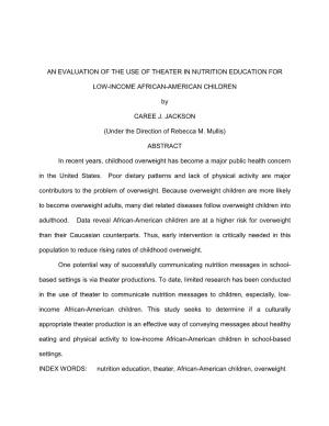 An Evaluation of the Use of Theater in Nutrition Education For