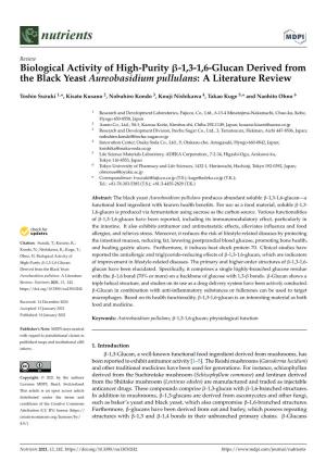 1,3-1,6-Glucan Derived from the Black Yeast Aureobasidium Pullulans: a Literature Review