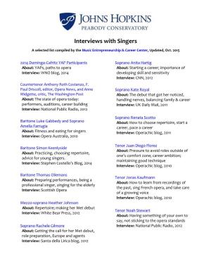 Interviews with Singers