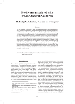 Herbivores Associated with Arundo Donax in California