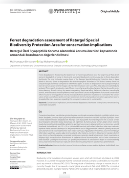 Forest Degradation Assessment of Ratargul Special Biodiversity Protection Area for Conservation Implications