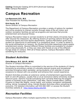 Campus Recreation Campus Recreation