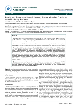 Renal Artery Stenosis and Acute Pulmonary Edema-A Possible